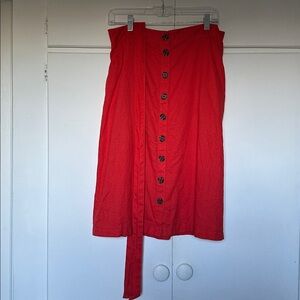 Christian Siriano Linen Button Skirt With Pockets